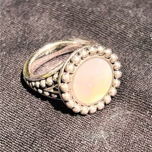 Lagos Mother of Pearl Circle Ring in Sterling Silver
